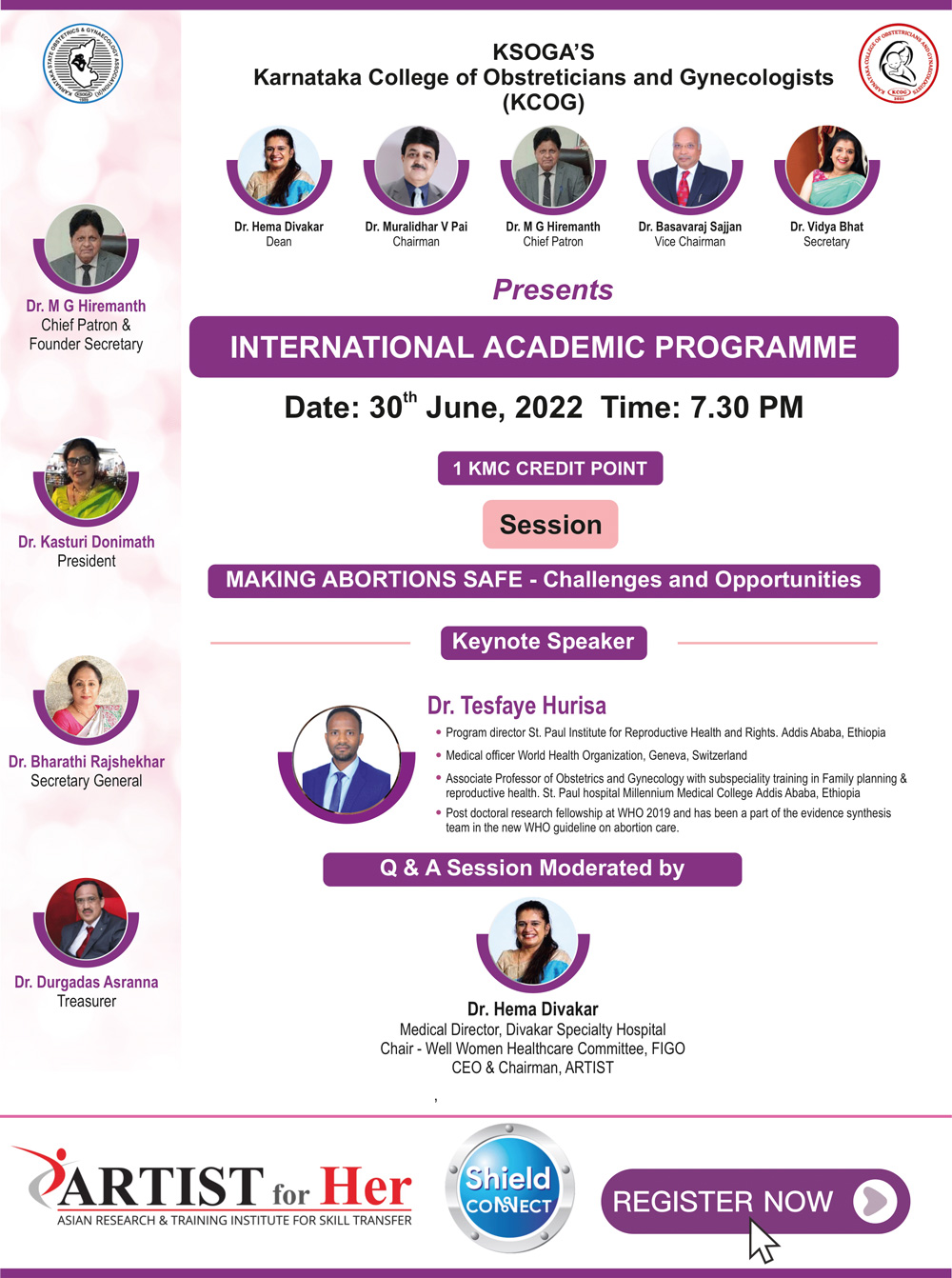KSOGA’S Karnataka College of Obstetrics & Gynaecology (KCOG) presents International Academic Program - June 2022